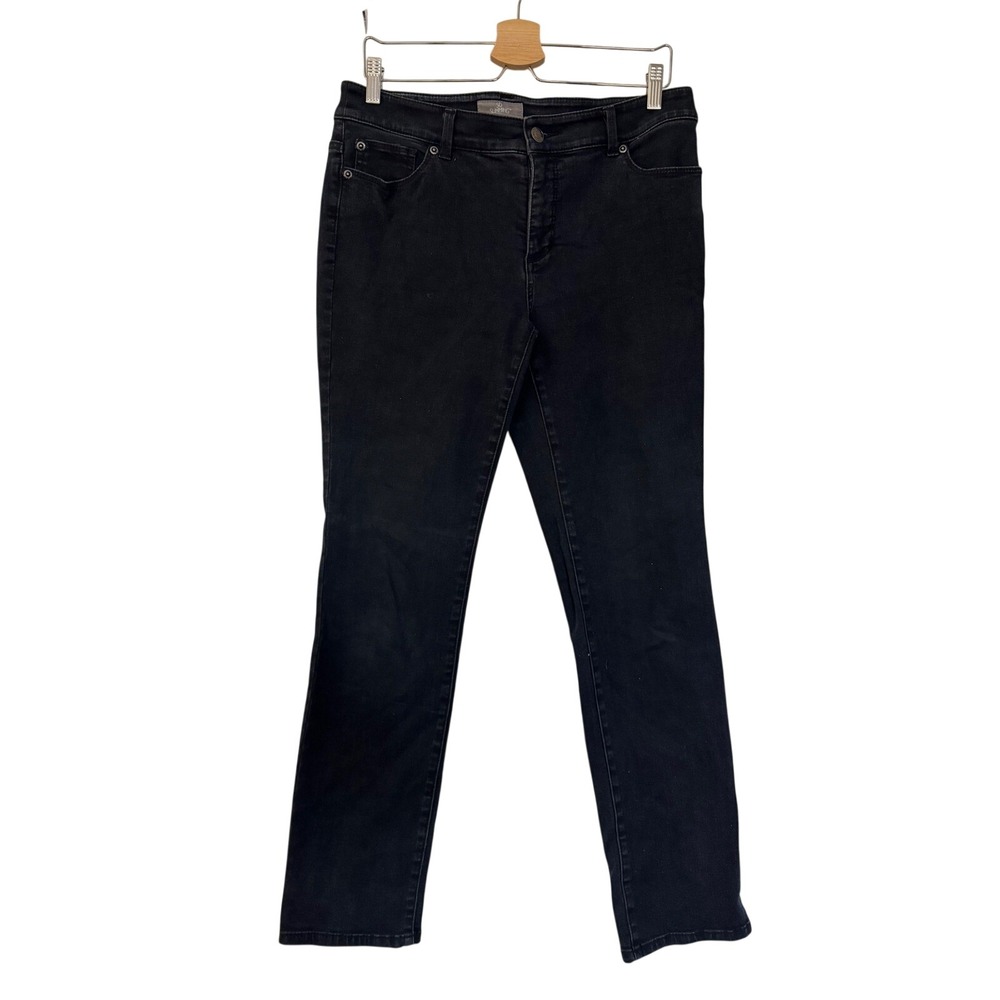 Chicos So Slimming Girlfriend Jeans Black Denim Size 1 Regular Womens M 8